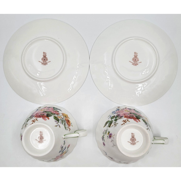 Royal Doulton Arcadia H4802 Cup & Saucer Set Floral Bone China England Set of 2 - Picture 6 of 12